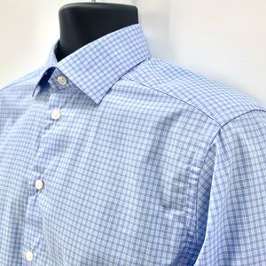 Eton Slim Fit Checked Long Sleeve Button Down Size 38 15